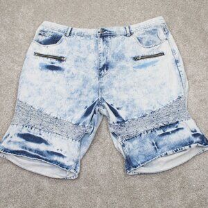 Riot Empire Jean Shorts Mens 50 Blue Acid Wash Baggy Denim Y2k Grunge 12" inseam